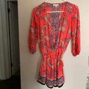 paisley 3/4 sleeve romper